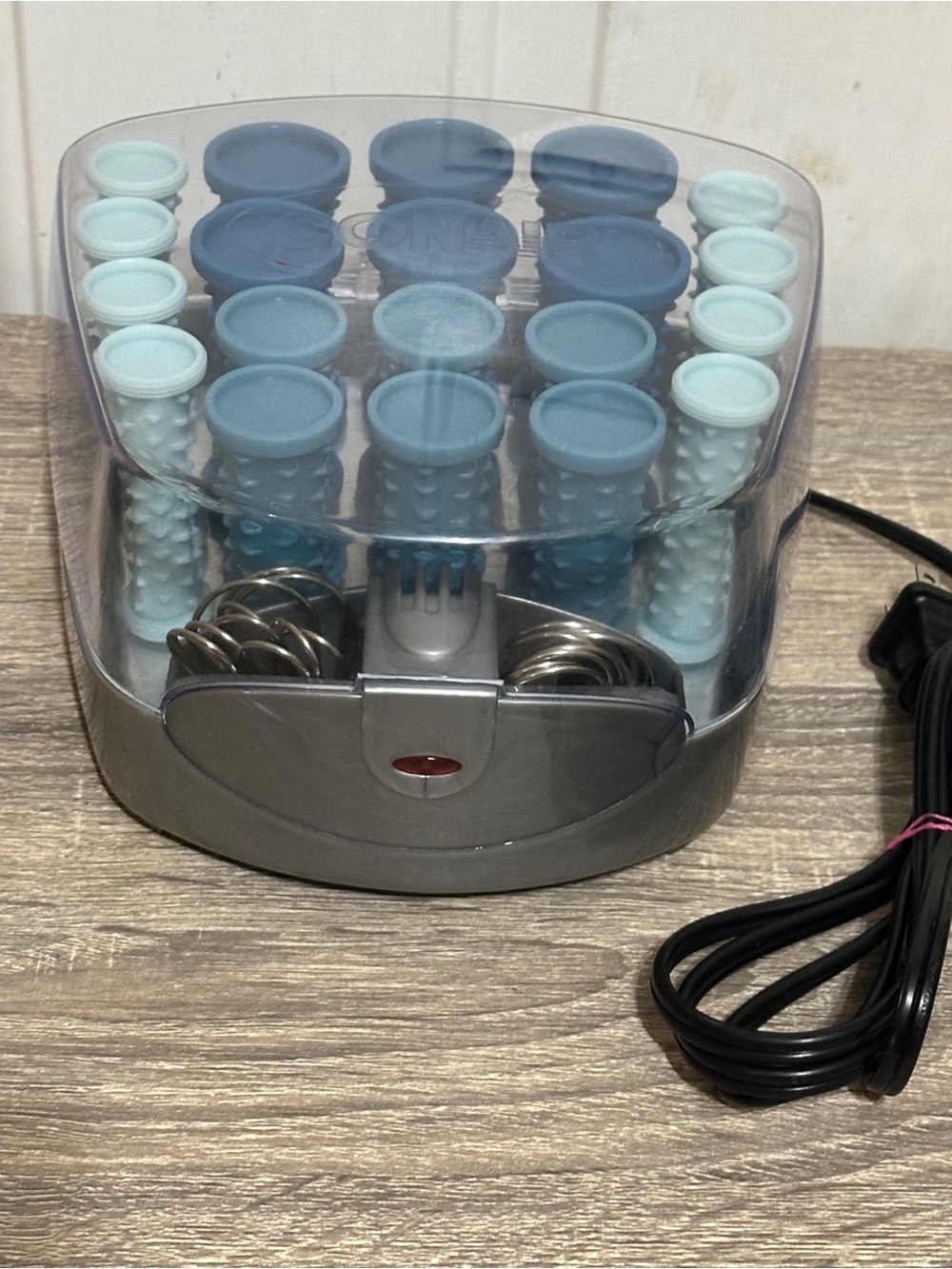 Conair hs34xam heated hair setter roller set blue gray 20 rollers clips